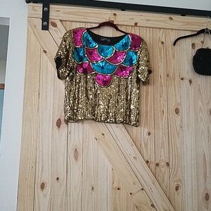 Vintage Joseph LeBon Rainbow sequined top